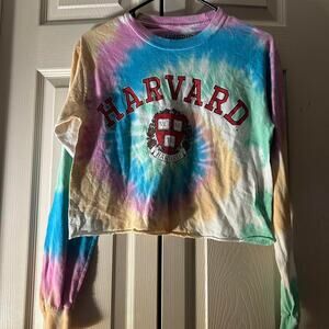 (S) Rainbow TieDye Harvard University Cutoff Longsleeve